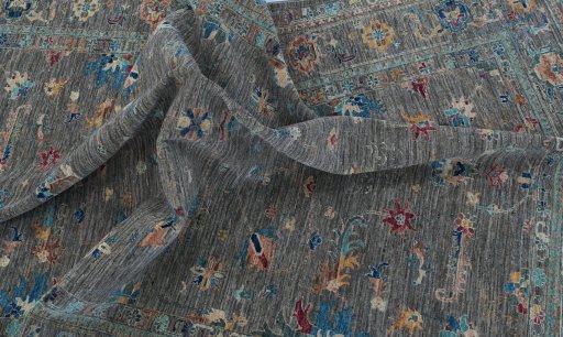 Full view of New Farahan rug from Pakistan, 287 × 205 cm in Gray tones