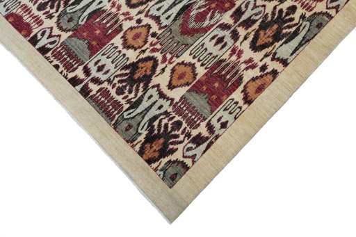 Backside of handmade New Farahan rug showing knot structure and weave density