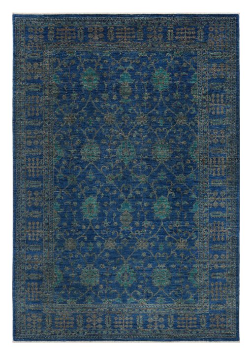 Full view of New Farahan rug from Pakistan, 246 × 169 cm in Blue tones