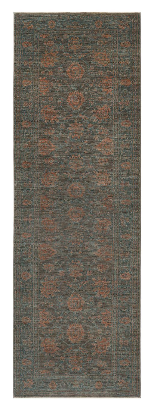 Full view of New Farahan rug from Pakistan, 244 × 78 cm in Beige tones