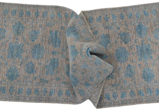 Full view of New Farahan rug from Pakistan, 244 × 78 cm in Beige tones