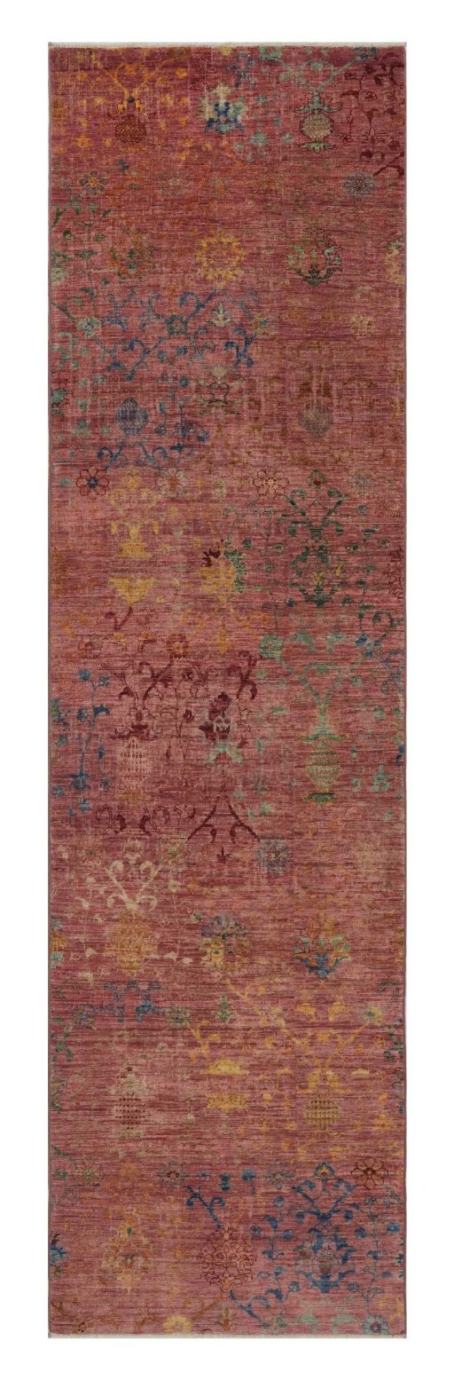 Full view of New Farahan rug from Pakistan, 290 × 78 cm in Red tones