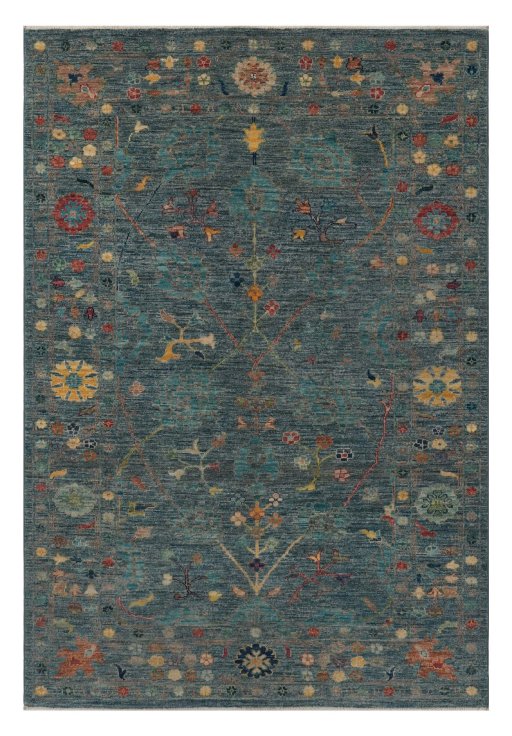 Full view of New Farahan rug from Pakistan, 180 × 122 cm in Blue tones