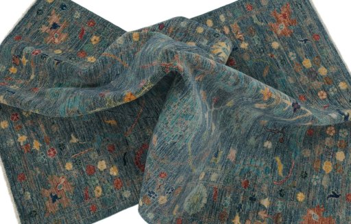 Full view of New Farahan rug from Pakistan, 180 × 122 cm in Blue tones