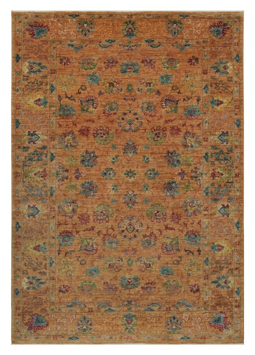 Full view of New Farahan rug from Pakistan, 237 × 166 cm in Yellow tones