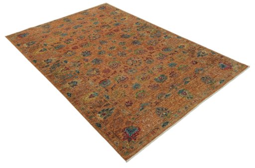 Corner detail of New Farahan rug showing border pattern and Wool pile