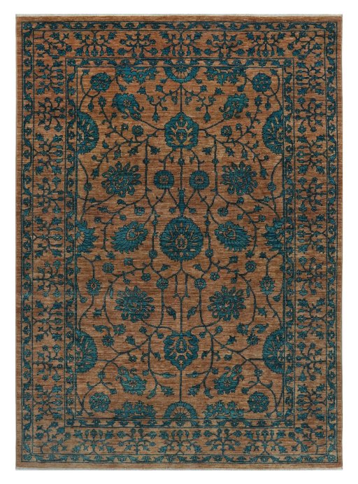 Full view of New Farahan rug from Pakistan, 242 × 169 cm in Brown tones