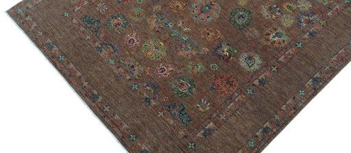 Backside of handmade New Farahan rug showing knot structure and weave density
