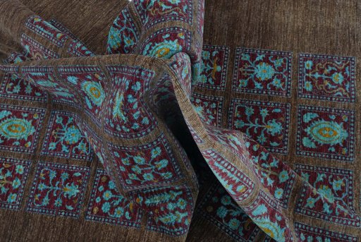 Full view of New Farahan rug from Pakistan, 285 × 210 cm in Brown tones