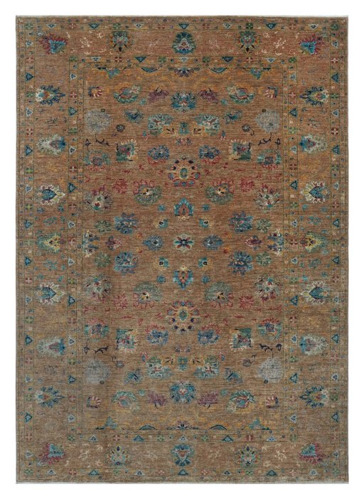 Full view of New Farahan rug from Pakistan, 296 × 207 cm in Yellow tones