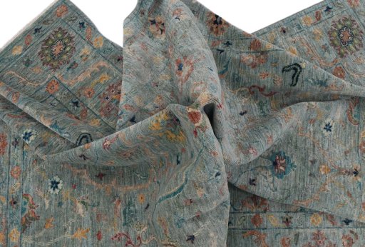 Full view of New Farahan rug from Pakistan, 240 × 174 cm in Blue tones