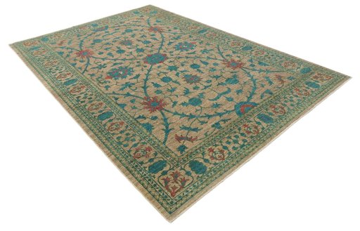 Corner detail of New Farahan rug showing border pattern and Wool pile