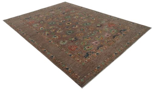 Corner detail of New Farahan rug showing border pattern and Wool pile