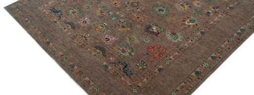 Backside of handmade New Farahan rug showing knot structure and weave density