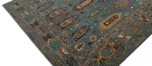 Backside of handmade New Farahan rug showing knot structure and weave density