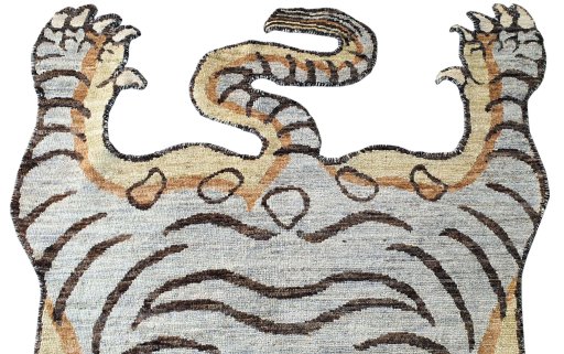 Backside of handmade New Farahan rug showing knot structure and weave density
