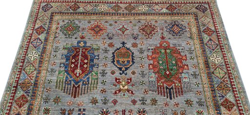 Backside of handmade New Farahan rug showing knot structure and weave density