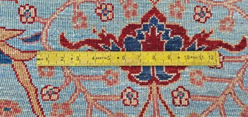 Full view of New Farahan rug from Pakistan, 293 × 76 cm in Blue tones