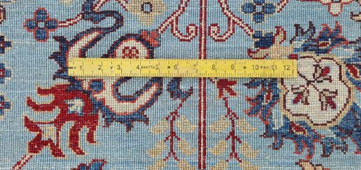 Full view of New Farahan rug from Pakistan, 438 × 76 cm in Blue tones