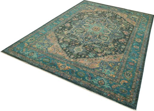 Corner detail of New Farahan rug showing border pattern and Wool pile