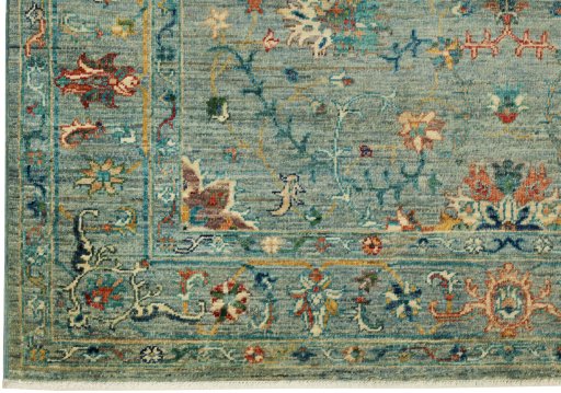 Full view of New Farahan rug from Pakistan, 204 × 151 cm in Blue tones