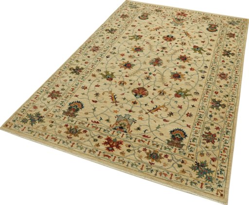 Corner detail of New Farahan rug showing border pattern and Wool pile