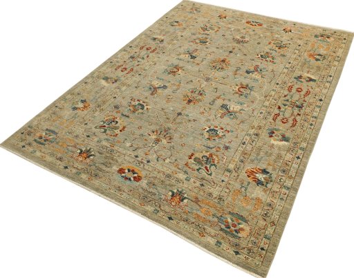 Corner detail of New Farahan rug showing border pattern and Wool pile