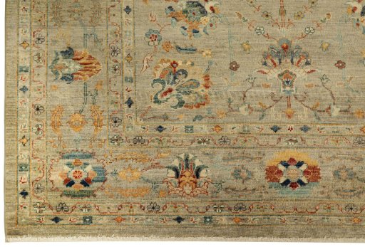Full view of New Farahan rug from Pakistan, 234 × 169 cm in Gray tones