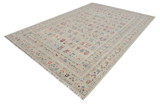 Close-up detail of New Samarkand rug from Pakistan showing Wool weave