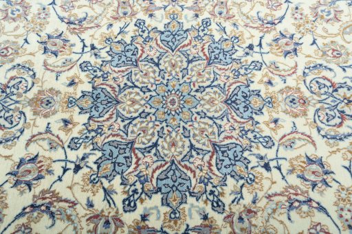 Central medallion detail of 2000s Nain rug from Iran / Persia