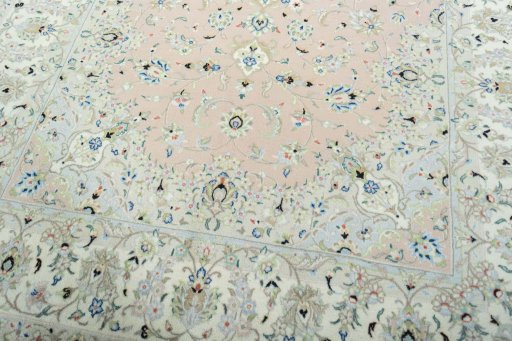 Close-up detail of New Kashan rug from Iran / Persia showing Wool weave
