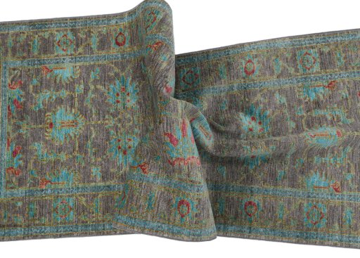 Full view of New Farahan rug from Pakistan, 199 × 79 cm in Brown tones