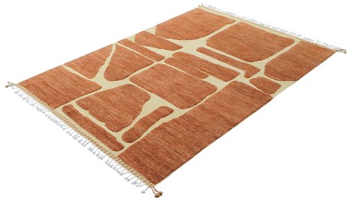 Close-up detail of New Morocco rug from Pakistan showing Wool weave