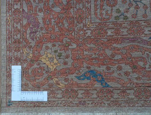 Corner detail of New Haj-jalili rug showing border pattern and Wool pile