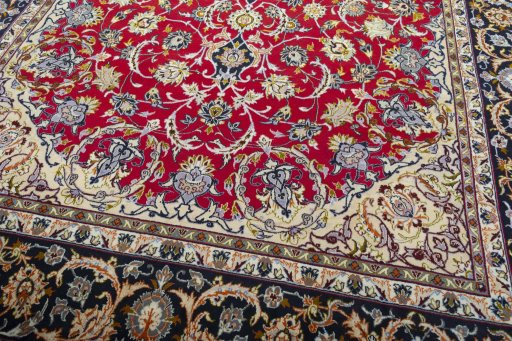 Close-up detail of 2000s Najafabad rug from Iran / Persia showing Wool weave