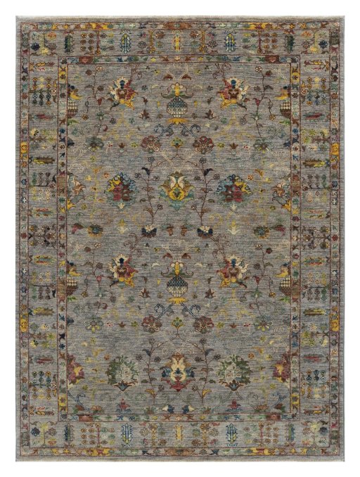 Full view of New Farahan rug from Pakistan, 205 × 153 cm in Gray tones