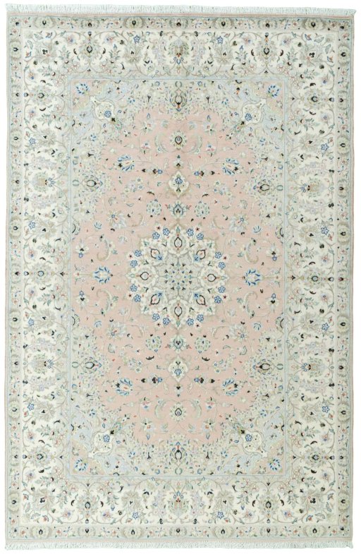 Full view of New Kashan rug from Iran / Persia, 301 × 198 cm in Red tones