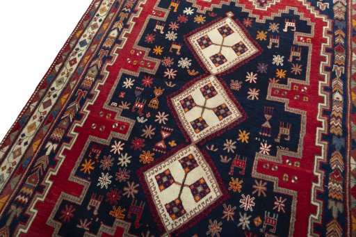 Backside of handmade 2000s Sirjan rug showing knot structure and weave density