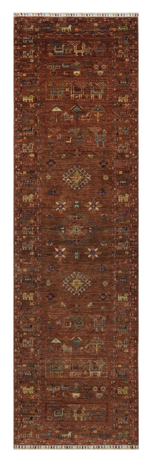 Full view of New Samarkand rug from Pakistan, 290 × 81 cm in Yellow tones