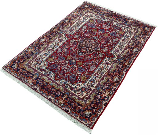 Corner detail of 2000s Jozan rug showing border pattern and Wool pile