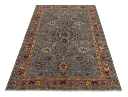 Surface texture of New Kazak rug with natural Wool and intricate pattern
