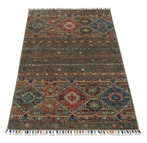 Surface texture of New Samarkand rug with natural Wool and intricate pattern
