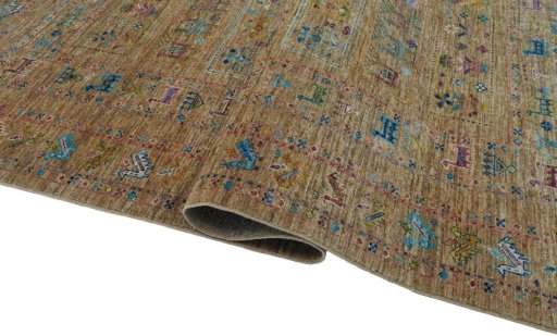 Close-up detail of New Samarkand rug from Pakistan showing Wool weave