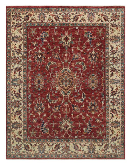 Full view of New Farahan rug from Pakistan, 192 × 147 cm in Red tones