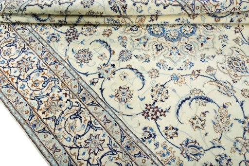 Close-up detail of New Nain rug from Iran / Persia showing Wool weave