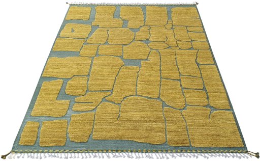 Corner detail of New Morocco rug showing border pattern and Wool pile