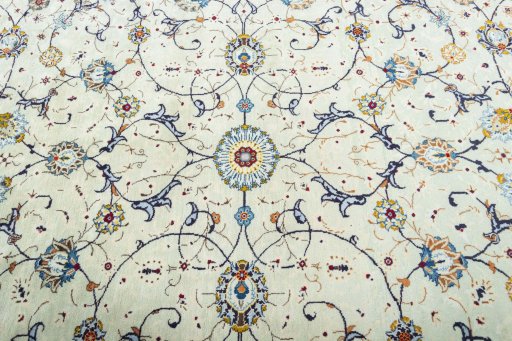 Central medallion detail of 2000s Kashan rug from Iran / Persia