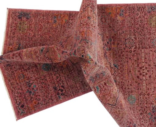 Full view of New Mamluk rug from Pakistan, 122 × 78 cm in Red tones
