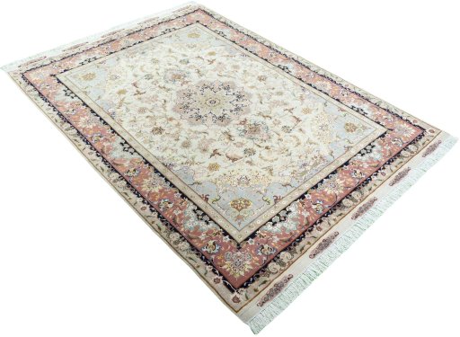 Close-up detail of New Tabriz 50/60/70 Raj rug from Iran / Persia showing Cork weave
