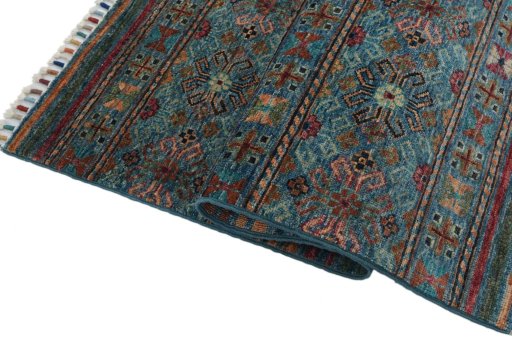 Close-up detail of New Samarkand rug from Pakistan showing Wool weave